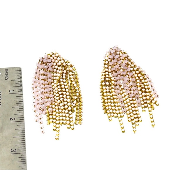 New Anthropologie Fireworks Drop Earrings Beaded Pink - Picture 5 of 6